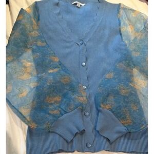 Vila Milano‎ Ribbed Cardigan Floral Puff Women cottagecore Romantic Feminine